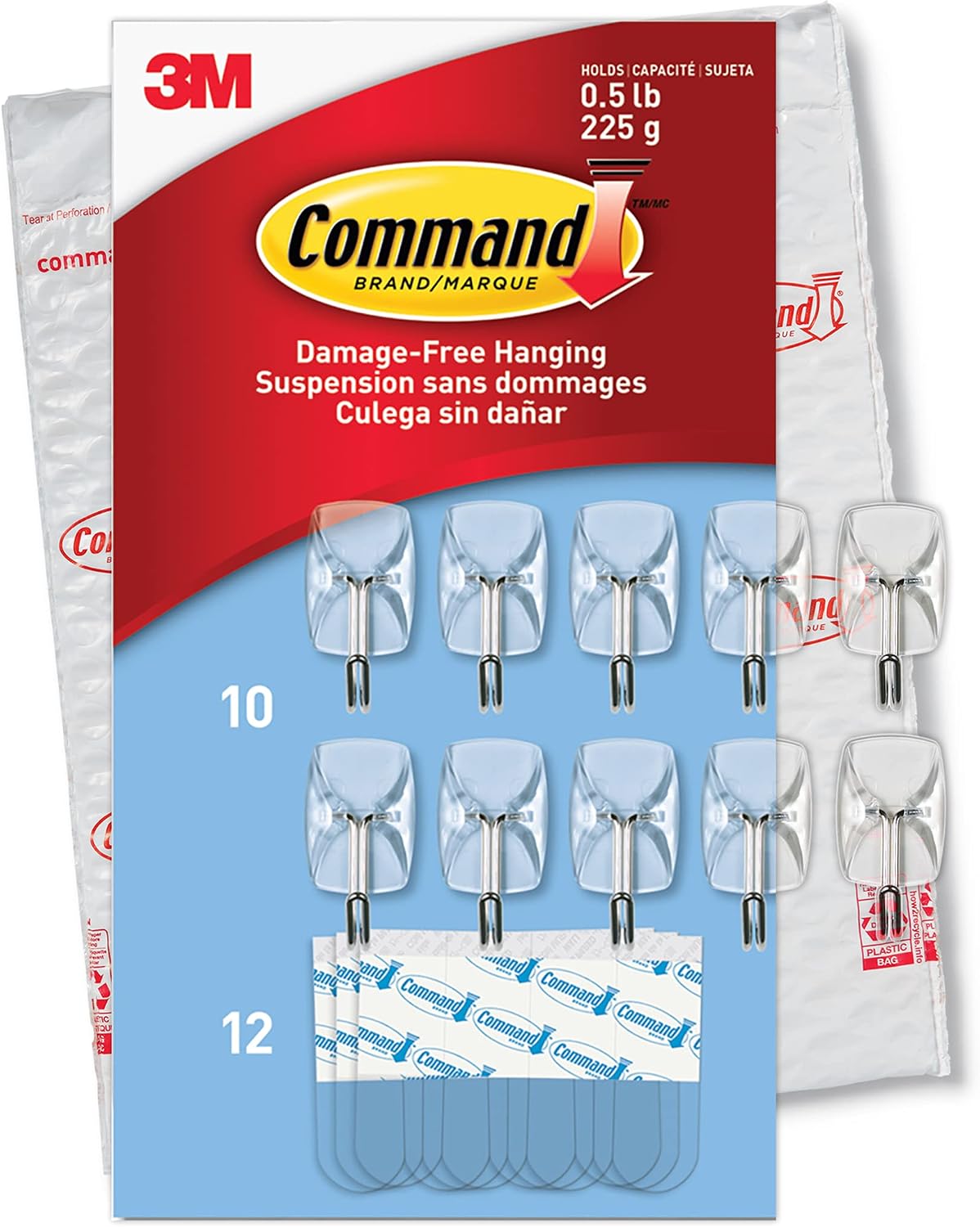 Command Small Clear Wire Toggle Hooks. 10 Wall Hook and 12 Strips. Damage-Free Hanging with Adhesive. Great for Hanging. Organization and Storage. Holds up to 0.5 lb - Image 10